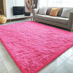 OLANLY 5x7 Machine Washable Large Area Rugs for Living Room, Bedroom, Soft Fluffy Shaggy Bedside Rug, Indoor Floor Carpet for Kids Girls and Boys, Dorms, Nursery, Home Decor Aesthetic, Hot Pink