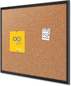 Quartet Cork Bulletin Board 72"W x 48"H Pin Board, Black Aluminum Frame (2307B)