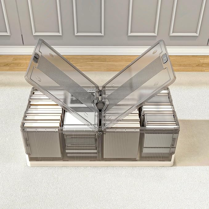FLEXIMOUNTS 3-Pack Under Bed Storage with Wheels, 108 QT Large Collapsible & Stackable Containers, Foldable Organizer Bins for Blankets, Shoes, Books, Bedroom Closet