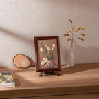 ANBOXIT Plate Stand for Display - 3 Pack 4.5 Inch Holder, Wooden Picture Frame Easel, Decorative Table Top Brown