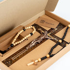 Woodvio - Hand carved wooden wall cross, Catholic crucifix