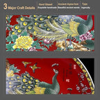 LIYAOLI Decorative Plates for Display - Handmade Chinese Classical Red Peacock & Peony Porcelain Plates for Living Room, Dining Table, Shelf Decor (2025 Art Collection)