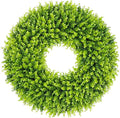 DDHS 28 inch Boxwood Wreath, Artificial Large Spring Wreaths for Front Door with Yellow Sash can DIY Shaped, Summer Wreaths for Hanging in the Shop, Farmhouse, Roof Green Everyday Wreath Home Decor
