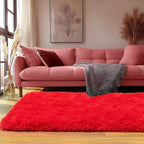 Runner Rugs for Bedroom 2x6 Rug Runners for Hallways Non Slip Soft Shag Bedside Rug, Fluffy Area Rug Throw Rugs for Living Room, Floor Carpet Runner for Nursery Kids Dorm, Red
