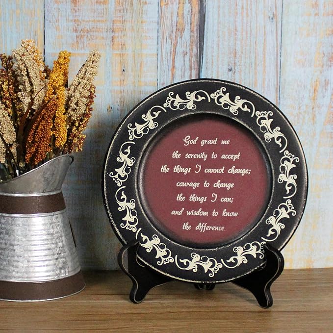 CVHOMEDECO. Primitives Vintage God Grant Me Wood Decorative Plate Retro Display Wooden Plate Home Décor Art, 9-3/4 Inch