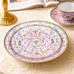 KAMMAK Decorative Plates Set for Display, Pink Ceramic Plate Decor with Stand, Handmade Vintage Porcelain Ornament for Table, Living Room, Kitchen, Office, Perfect Chinese Style Dish Gift (8in+10in)