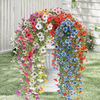 Artificial Hanging Flowers for Outdoors, 8 Pcs Fake Plant for Spring Summer Decoration, UV Resistant Realistic Silk Faux Flowers Outside Indoor Planter Porch Patio Balcony Yard Decor