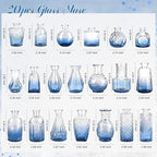 Der Rose Blue Glass Bud Vases Set of 20, Small Bud Vases for Flowers, Rustic Wedding Centerpieces and Home Decor