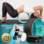Yoga Wheel with Beginners Guide & Yoga Strap - Back Pain and Tension Relief. Comfy Roller for Stretching, Increase Flexibility. Home Exercise Kit. Ideal for Women Yogis. Improve your Posture.