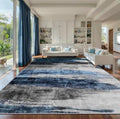 Ciicool Modern Abstract Deep Blue Gray Rug for Living Room, 9'x12' Machine Washable Area Rug Non-Slip Rug, Low-Pile Contemporary Indoor Dining Floor Carpet for Bedroom Office Under Table Home Decor