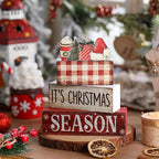 Lineshading 4 Pcs Christmas Table Decoration Wooden Hot Cocoa Santa Hat Decorations Christmas Tiered Tray Decor Winter Centerpiece Decorative Santa Hat Hot Cocoa Gift Box Tree Block Signs for Home