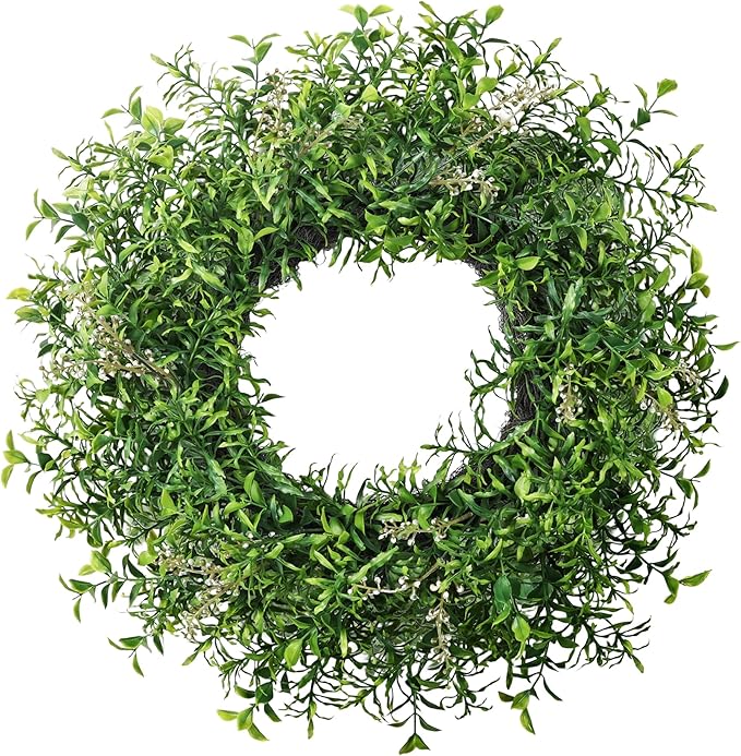 24 Inch Summer Wreaths for Front Door Wreath Spring Outdoor Green Door Wreath for All Seasons Porch Wall Indoor Outdoor Living Room Bedroom Window Farmhouse Home Decoration