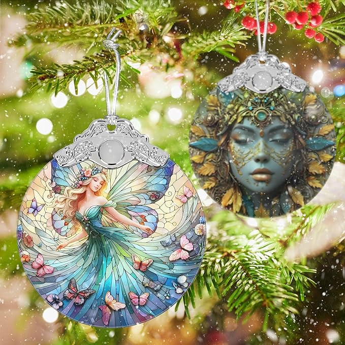 Jocidea Stained Glass Hanging Decor - Fairy Christmas Ornament - Gifts for Friends, Sisters