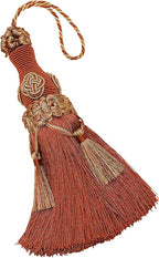 DÉCOPRO Elegant 7" Accented with Rosette and Tassels # BKT, Cinnamon Toast Orange #6122 (Rust, Gold) Individually Sold