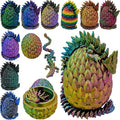 3D Printed Dragon Egg Articulating Gemstone Dragon Fidget Figurine - Vibrant Color Dragons Flexible ADHD, Autism and Anxiety Relief - Articulated Joints (Red Yellow Green)