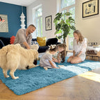 OLANLY 6x9 Machine Washable Large Area Rugs for Living Room, Bedroom, Soft Fluffy Shaggy Bedside Rug, Indoor Floor Carpet for Kids Girls and Boys, Dorms, Nursery, Home Decor Aesthetic, Slate Blue