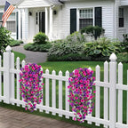 Artificial Hanging Petunias Flowers for Outdoor, 4pcs Fake Plants Long Vine Morning Glory Eucalyptus, UV Resistant Realistic Faux Greenery Indoor Outside Patio Porch Garden Spring Summer Decor, Purple