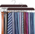 2 Pack Tie Rack & Belt Hanger 2 in 1 Tie Hanger Space Saving Max 42 Belts& 60 Ties Capacity for Closet Organizers and Storage, Sturdy Wood Belt & Tie Collection Organizer