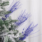 SLK 16-Pack Artificial Glitter Berry Stem Ornaments, Christmas Decorative Glittery Twigs, Picks, Branches for Tree, Wreath, Small Vase, Halloween Party (Royal Blue)