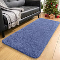 OLANLY 2x4 Machine Washable Runner Rugs for Hallway, Soft Fluffy Shaggy Bedside Rugs for Bedroom, Living Room, Indoor Floor Carpet for Kids Girls and Boys, Home Decor Aesthetic, Denim Blue