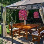 Artificial Fake Hanging Flowers Plants for Outdoor Spring Summer Decoration, 2PCS Faux Silk Morning Glory Long Vines Stems UV Resistant Look Real for Outside Home Porch Patio, Hot Pink Purple