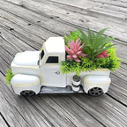 Farmhouse Metal Truck Decor with Artificial Succulents - Rustic Iron Pickup Truck with Removable Faux Succulent Planter for Entryway, Living Room, Coffee Bar Tabletop Decoration