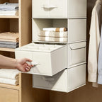 Vailando 6-Shelf Hanging Closet Organizer with 3 Drawers, 6-Shelf Inseparable Closet Organizers and Storage for Wardrobe Organization, Hanging Dresser for Nursury & Dorm Clothes Organizer, Beige