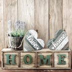 Jetec 2 Pcs Rustic Decorations for Living Room Home Shelf Mantel Entryway Table, Farmhouse Knick Knacks Christian Table Centerpiece Wooden Heart Decor for Dining Room Housewarming Gift(Vintage Style)