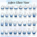 Der Rose Glass Bud Vases Set of 32 Small Blue Flower Vases for Rustic Wedding Centerpieces Table Decorations and Home Office Decor(Blue)