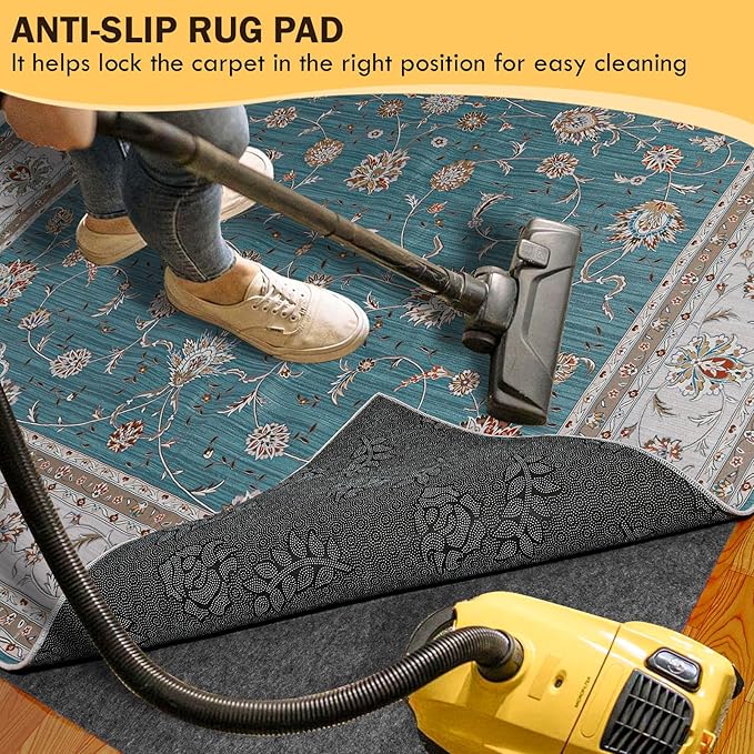 Waterproof Rug Pad, Thick 9x12 ft Under Area Rug Carpet Pad, Non Slip Felt Rug Pads for Hardwood Floors, Keep Carpets in Place Soft and Prevent Rug from Wrinkling or Buckling