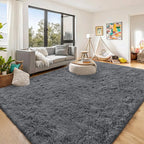 OLANLY 8x12 Machine Washable Large Area Rugs for Living Room, Bedroom, Soft Fluffy Shaggy Bedside Rug, Indoor Floor Carpet for Kids Girls and Boys, Dorms, Nursery, Home Decor Aesthetic, Grey