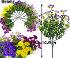 Artificial Faux Flowers for Outdoors, 12 Bundles Artificial Plants Outdoor UV Resistant, Fake Morning Glory Silk Flowers for Outside Planter Porch Patio Yard