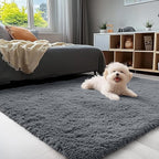 OLANLY 4x10 Area Rugs for Living Room Bedroom, Machine Washable Soft Fluffy Shaggy Bedside Rug, Indoor Floor Carpet for Kids Girls and Boys, Dorms, Nursery Rooms, Home Decor Aesthetic, Grey