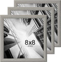 KTKDE 8x8 Picture Frame Set of 3, Grey Wooden frames, Wall Hanging for Tapletop Display, Best Square Photo Frame Studio Gallery for Photos, Posters & Art Prints