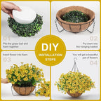 Artificial Faux Hanging Mums Plants Flowers Basket for Outdoors Summer Autumn Decoration,Hanging Planters with Fake Silk Daisy UV Resistant Realistic for Outside Porch Patio Balcony Garden Home Yellow