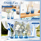 Der Rose Blue Glass Bud Vases Set of 20, Small Bud Vases for Flowers, Rustic Wedding Centerpieces and Home Decor