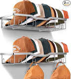 KEETDY Metal Hat Racks for Baseball Caps Wall Hat Organizer Fit 48 Caps Holder, 2 Packs Sturdy Wall Mounted Snapback Storage Organizer, Silver