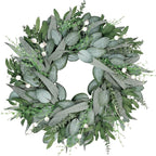Vlorart 24 Inch Summer Wreath for Front Door, Artificial Outdoor Eucalyptus Wreath, Spring Green Wreaths for Front Door, Boxwood Wreaths with Berries and Olive Leaves for Outside Year Round