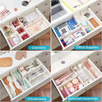 Vtopmart 6 Pack Drawer Dividers for Clothes, 4" High 11.3"-17" Adjustable Expandable Dresser Drawer Organizer, Plastic Drawers Separators for Dresser, Baby Clothes, Underwear, Kitchen & Office Storage