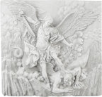 Design Toscano Michael the Archangel Slaying Demon Indoor/Outdoor Wall Frieze Sculpture, 22 inches wide, Cast Stone Resin, Antique Stone Finish