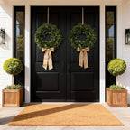 Hiptree 22 Inch Boxwood Wreath for Front Door-Artificial Spring Greenery Indoor Outdoor Wreaths Decorations, Farmhouse Wall Decor-Wedding,Summer, Fall, Winter,Easter, Green All Year Round,DIY Wreaths