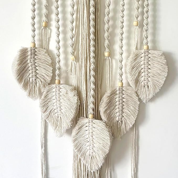 Large Tree of Life Dream Catchers, Macrame Wall Hanging Boho Handmade Woven Dream Catcher Macrame Wall Decor Art for Adults Boys Girls Bedroom Wedding Party Decor, Festival Blessing Gift（Light Beige）