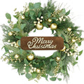WreathDream 20 inch Artificial Christmas Wreath Winter Wreath for Front Door with Champagne Gold Berry,Christmas Balls for Front Door Farmhouse Indoor Outdoor Holiday Home Decor