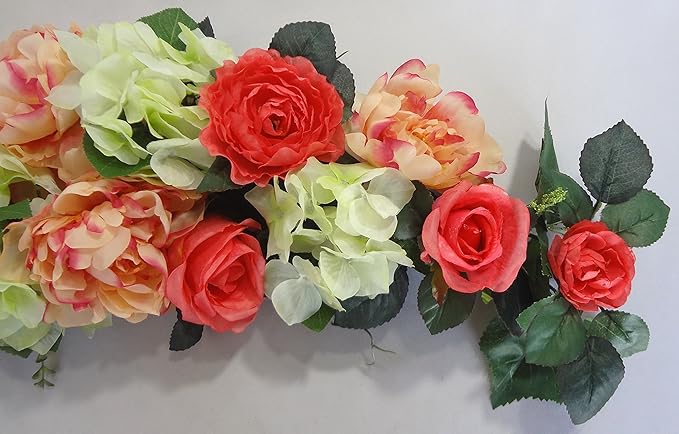 32" Rose/Peony Swags - Floral swags wall decor for Wedding Party Home Garden, Wedding Arch Garden Wall Decoration, Weddings, Coral, Pink