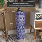 Red Lantern 24" White Flowers on Blue Umbrella Stand