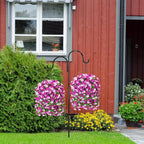 Artificial Fake Hanging Flowers Basket for Spring Decor, Faux Silk Flower in Planter for Summer, Outdoor Artificial Floral for Home Porch Yard(Double Lotus)
