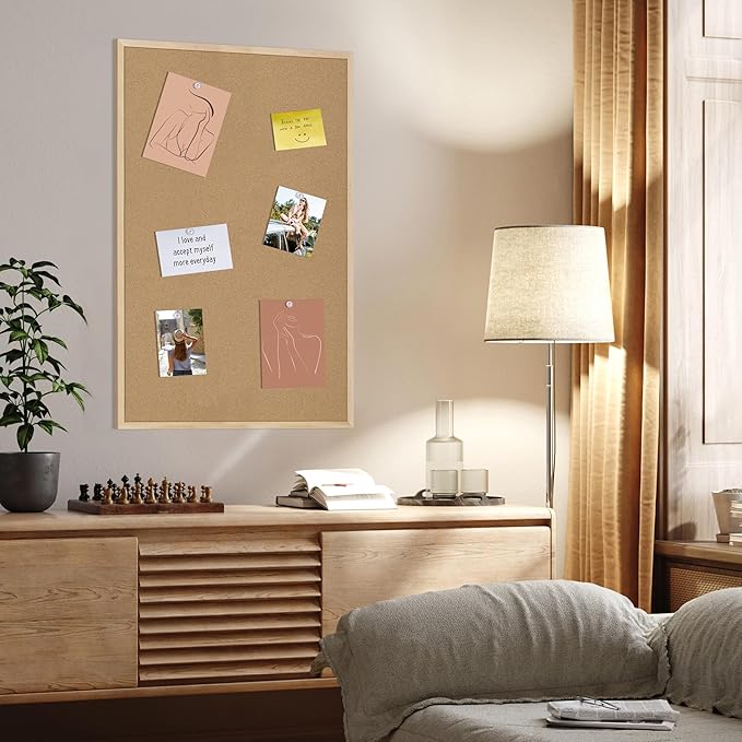 DAHAPYBOO Cork Board 2Pack,36x24 Bulletin Board for Office with Pin Oak Wood Boards, Message Board or Vision Board.