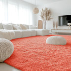 OLANLY 9x12 Machine Washable Large Area Rugs for Living Room, Bedroom, Soft Fluffy Shaggy Bedside Rug, Indoor Floor Carpet for Kids Girls and Boys, Dorms, Nursery, Home Decor, Coral Red