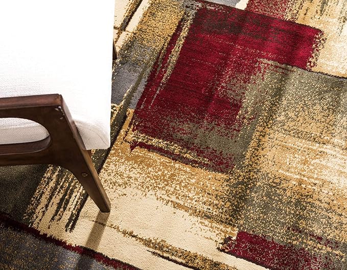 Unique Loom Barista Collection Area Rug - Timor (4' 1" Round, Multi/ Red)