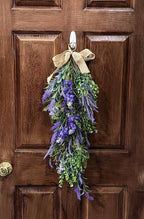 32" Artificial Spring Lavender and Green Leaves Teardrop Swag